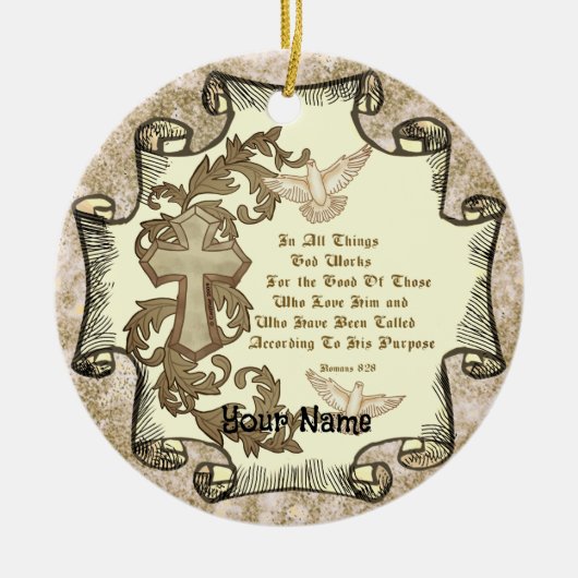 Romans Eight 28 christian ornament  (Voorkant)