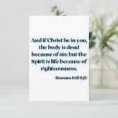 Romans Wenskaart bijbelscripts 8:10 KJV Kaart (Staand voorkant)