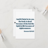 Romans Wenskaart bijbelscripts 8:10 KJV Kaart (Voorkant / Achterkant in situ)