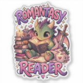 Romantasy Dragon Reader Custom-Cut Vinyl Sticker (Voorkant)