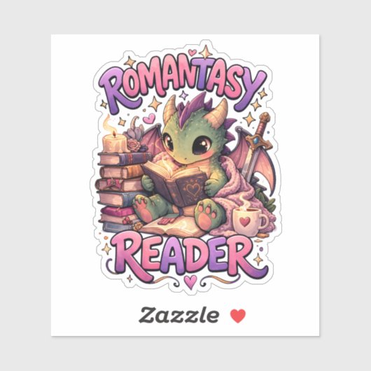Romantasy Dragon Reader Custom-Cut Vinyl Sticker (Vel)