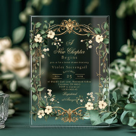 Romantasy Nieuw Hoofdstuk Art Nouveau Bruidsdouche Acryl Uitnodigingen