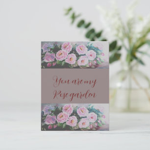 Romantc PINK WILD ROZEN PAINTING BRIEFKAART