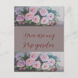 Romantc PINK WILD ROZEN PAINTING BRIEFKAART