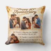 Romantic 10th Anniversary Couple Photo Collage Kussen (Voorkant)