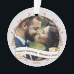 Romantic 1-jarig decoratief foto-lijst ornament<br><div class="desc">Romantic 1 trouwdag decoratieve foto lijst met harten Ornament.</div>