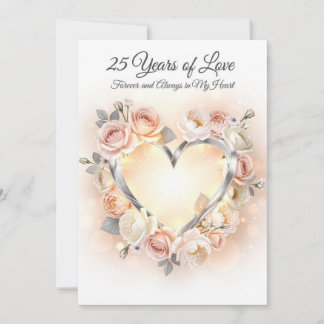 Romantic 25th Wedding Anniversary Card Feestdagenkaart