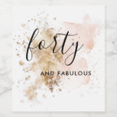 Romantic 40 & Fabulous 40th Birthday Wijn Etiket (Enkel label)