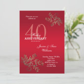 Romantic 40th Ruby Wedding Jubileum Kaart (Staand voorkant)