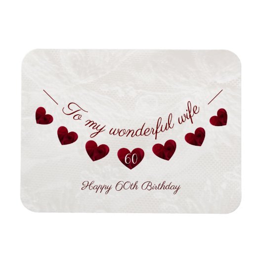 Romantic 60th Birthday Red Heart Bunting-vrouw Magneet (Horizontaal)
