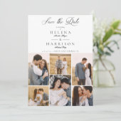 Romantic 6 Foto's Couple Modern Chic Collage Save The Date (Staand voorkant)