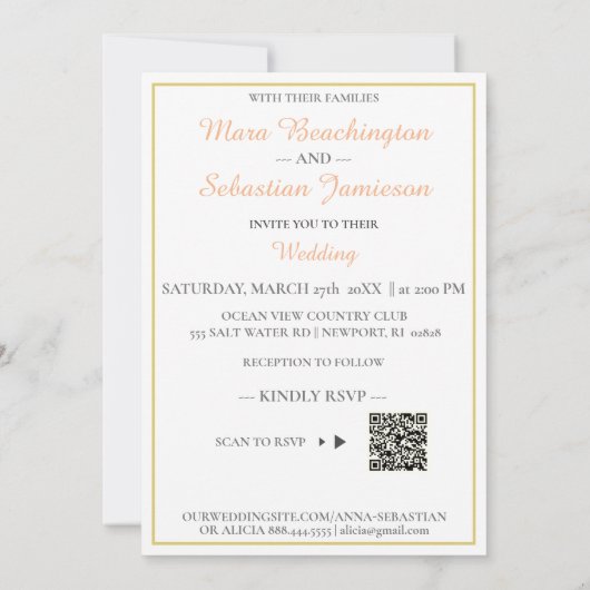 *~ Romantic Abstract AR26 QR + RSVP Floral Kaart (Achterkant)