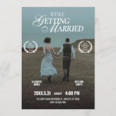 Romantic aesthetic movie poster photo wedding  kaart (Voorkant)