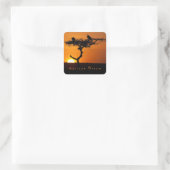 Romantic African Dream sunset foto met tekst Vierkante Sticker (Tas)