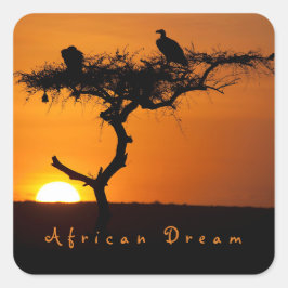 Romantic African Dream sunset foto met tekst Vierkante Sticker
