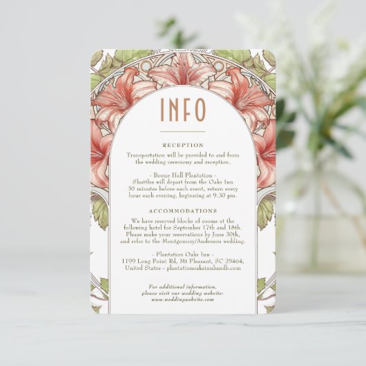 Romantic Amaryllis Info  Nieuwe Weddenschap Kaart (Staand voorkant)