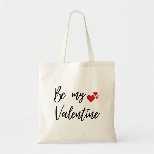 Romantic and Minimal "Be My Valentine" Tote Bag (Voorkant)