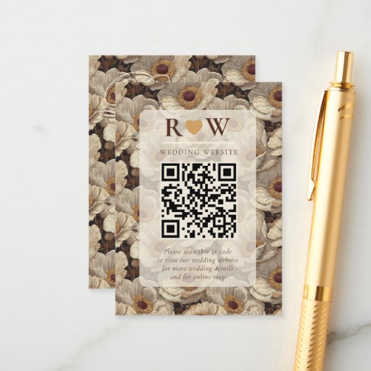 Romantic Anemones Accent Backyard Wedding Informatiekaartje (Voorkant / Achterkant in situ)