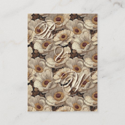 Romantic Anemones Accent Backyard Wedding Informatiekaartje (Achterkant)
