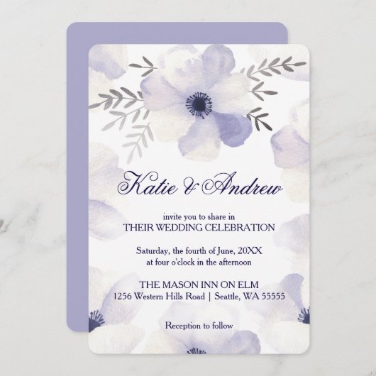 Romantic Anemones Kaart (Voorkant / Achterkant)