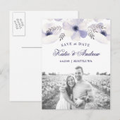 Romantic Anemones sparen de Datum Aankondigingskaart (Voorkant / Achterkant)