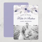 Romantic Anemones sparen de Datum Save The Date (Voorkant / Achterkant)