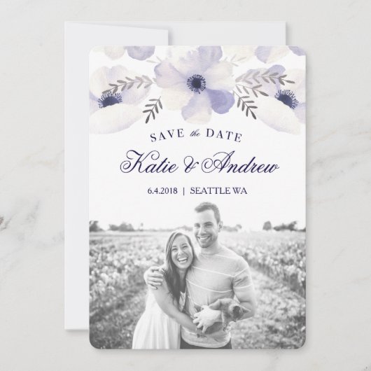 Romantic Anemones sparen de Datum Save The Date (Voorkant)