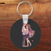 Romantic Anime Couple - Cute Aesthetic Lovers Art  Sleutelhanger (Voorkant)