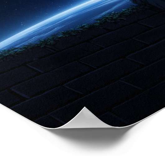 Romantic Anime Couple Sitting Under Starry Cosmos Poster (Hoek)