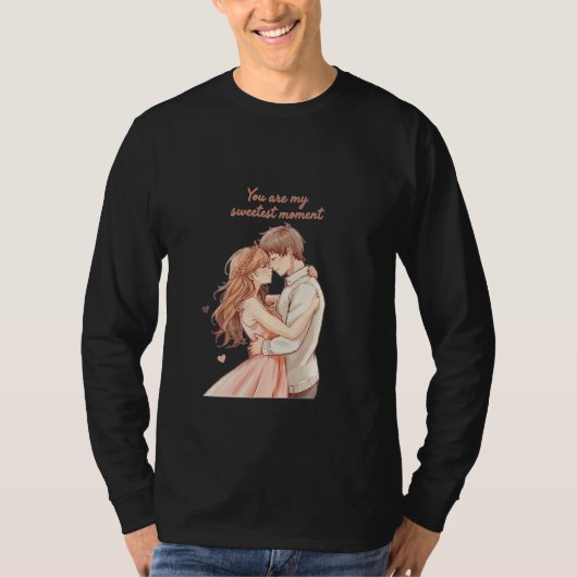 Romantic Anime Couple - Sweet Valentine Moment T-shirt (Voorkant)
