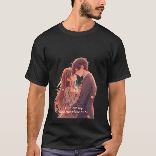 Romantic Anime Couple - Valentine's Day  Aesthetic T-shirt (Voorkant)
