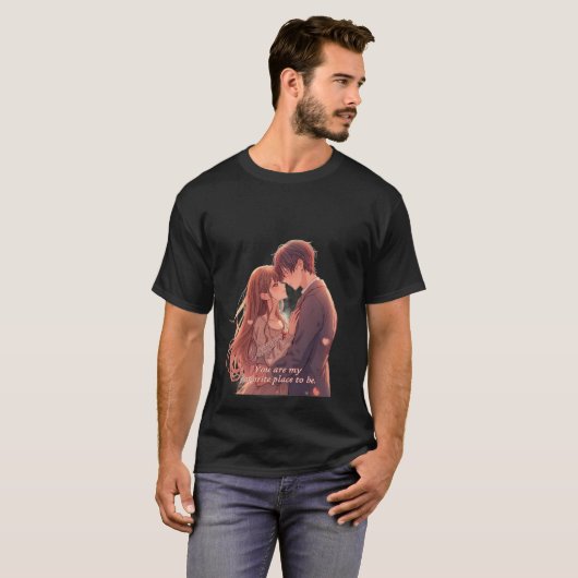 Romantic Anime Couple - Valentine's Day  Aesthetic T-shirt (Voorkant volledig)