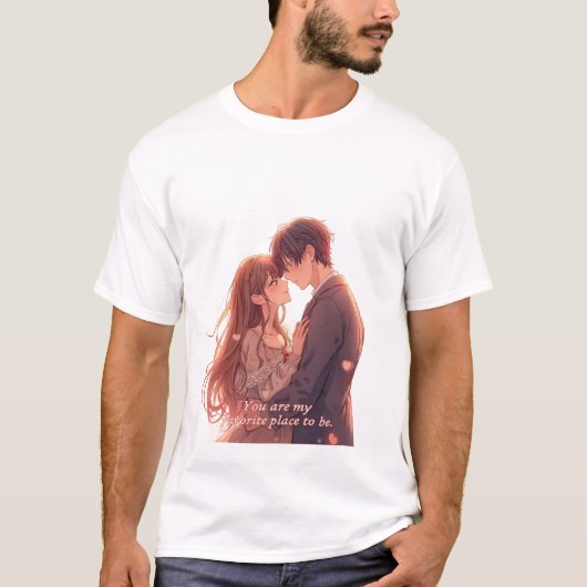 Romantic Anime Couple - Valentine's Day  Aesthetic T-shirt (Voorkant)