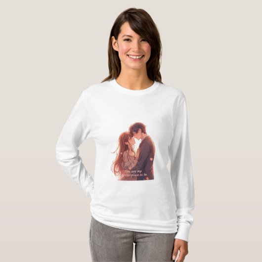Romantic Anime Couple - Valentine's Day  Aesthetic T-shirt (Voorkant volledig)