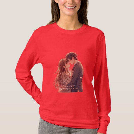 Romantic Anime Couple - Valentine's Day  Aesthetic T-shirt (Voorkant)