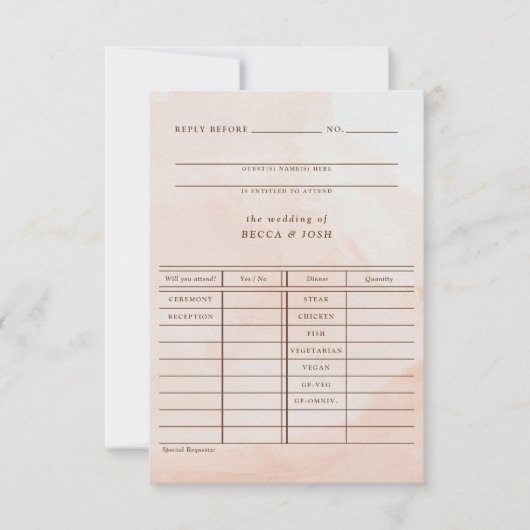 Romantic Antiek Blush Wedding Library Kaart RSVP (Voorkant)