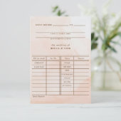 Romantic Antiek Blush Wedding Library Kaart RSVP (Staand voorkant)
