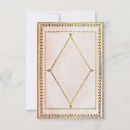 Romantic Antiek Blush Wedding Library Kaart RSVP (Achterkant)