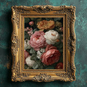 Romantic Antique Dark Moody Floral Art Print 