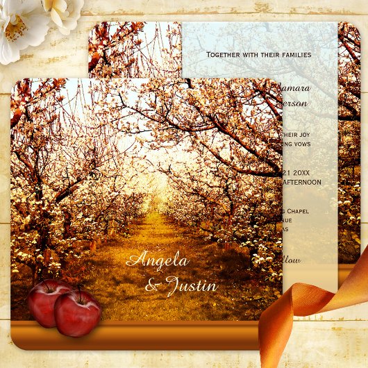 Romantic Apple Orchard Wedding Invitation Kaart