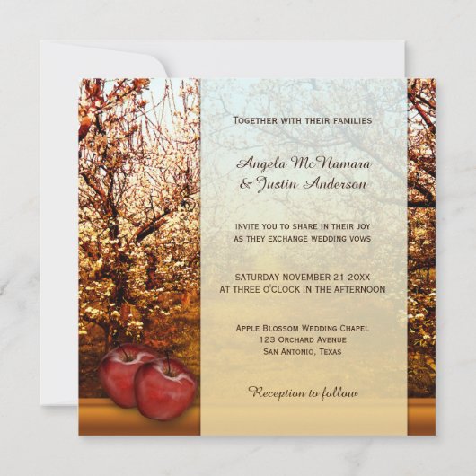 Romantic Apple Orchard Wedding Invitation Kaart (Achterkant)
