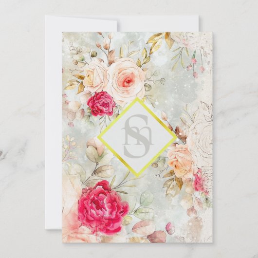 *~ Romantic  AR26 QR RSVP Floral Wedding I Kaart (Voorkant)