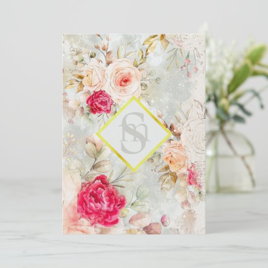 *~ Romantic  AR26 QR RSVP Floral Wedding I Kaart (Staand voorkant)