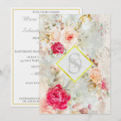 *~ Romantic  AR26 QR RSVP Floral Wedding I Kaart (Voorkant / Achterkant)