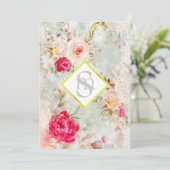 *~ Romantic AR26 QR + RSVP Floral Wedding Kaart (Staand voorkant)