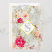 *~ Romantic AR26 QR + RSVP Floral Wedding Kaart (Voorkant / Achterkant)