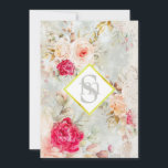 *~ Romantic  AR26 QR   RSVP Floral Wedding Kaart<br><div class="desc">* Energetisch Uitnodiging tot weddenschappen. RSVP QR-code. Monogramruimte in een diamantvormig Lijst dat wordt begrensd door faux Gold Foil. De witte achtergrond van de Crisp in Lijst en achtergrond op de rug. => (zoekid AR AR26 voor vergelijkbare design) <= Door op de trouwwebsite een QR-code voor RSVP te gebruiken en...</div>