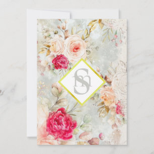 *~ Romantic AR26 QR + RSVP Floral Wedding Kaart