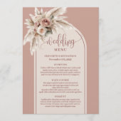 Romantic Arch Pastel Pink Pampas Sage Floral Menu (Voorkant)