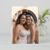 Romantic Arch Photo Frame Stained Glass Effect Folie Uitnodiging (Staand Voorkant)